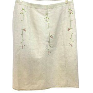 Cottagecore Linen Floral Skirt BCBG Max Azria Size